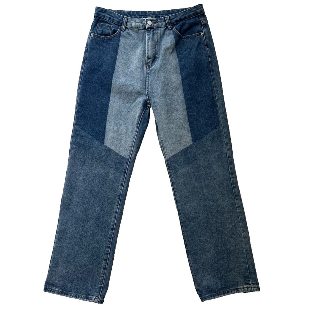 Color Block Princess Polly SZ US 8 Denim Straight Leg High Rise Jeans Boyfriend